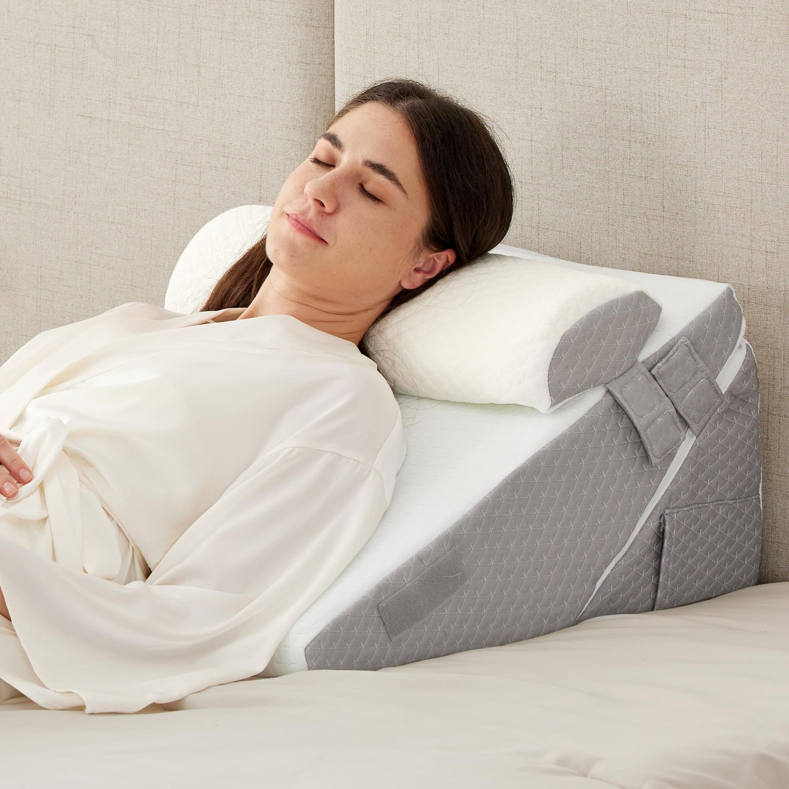 3PCS Adjustable Wedge Pillow Set for Post-Surgery Support & Headboard Comfort  