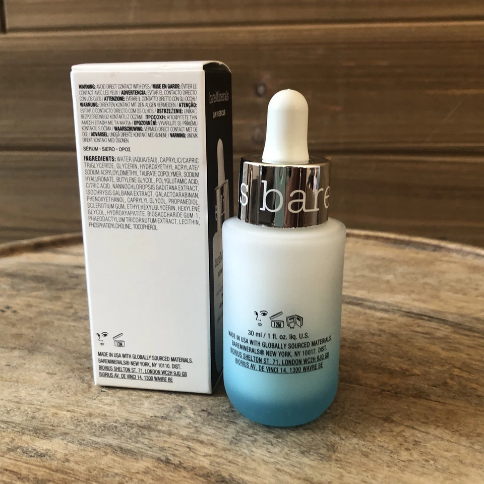 Suero hidratante puro bareMinerals Skin Rescue + algas vegetales - 1 oz / 30 ml NUEVO Foto 3 de 4