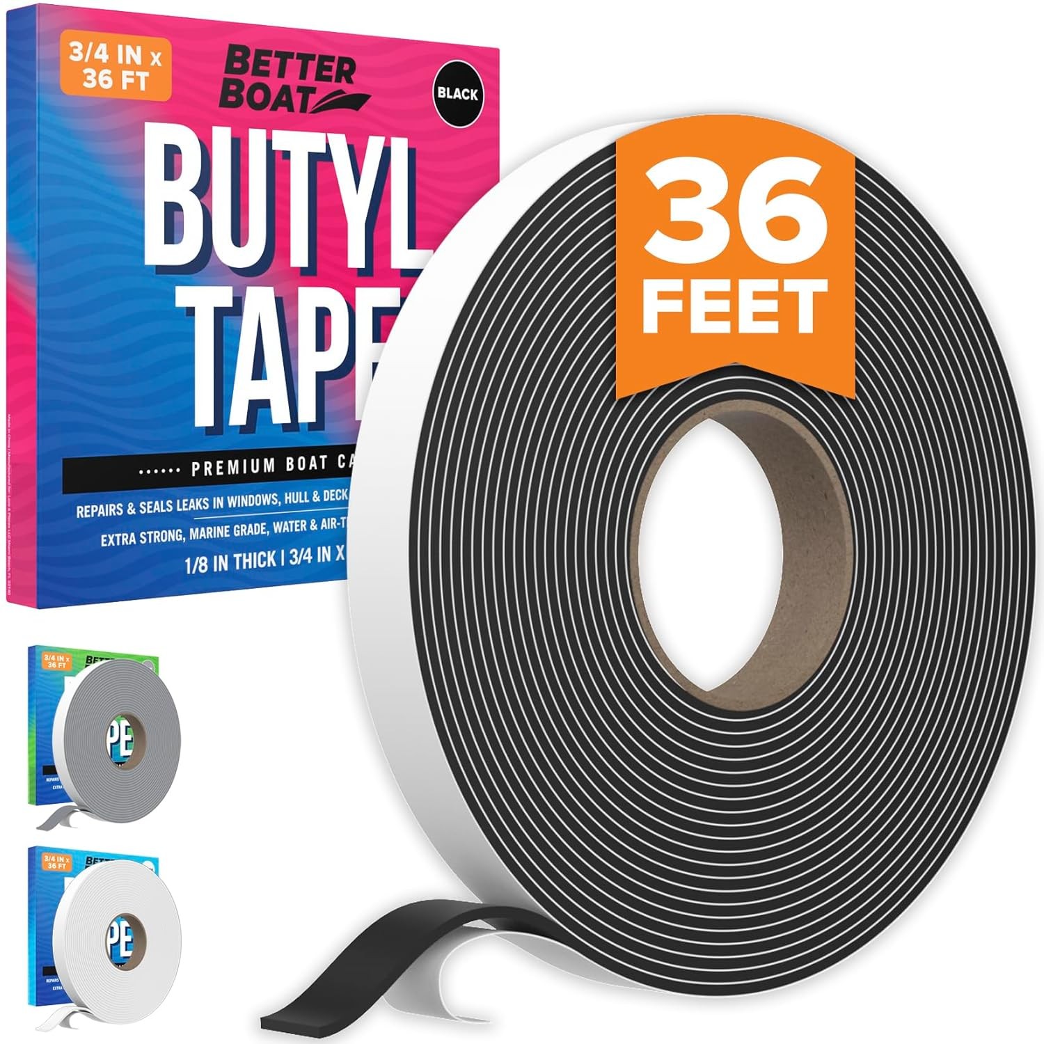 Butyl Tape, RV and Marine Window Seal Kit, Black Double-Sided Putty Tape, 1/8" x