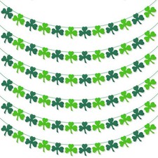 AKEROCK St Patricks Day Garland, Pre-Stung Hanging Felt Shamrock Garland for ...