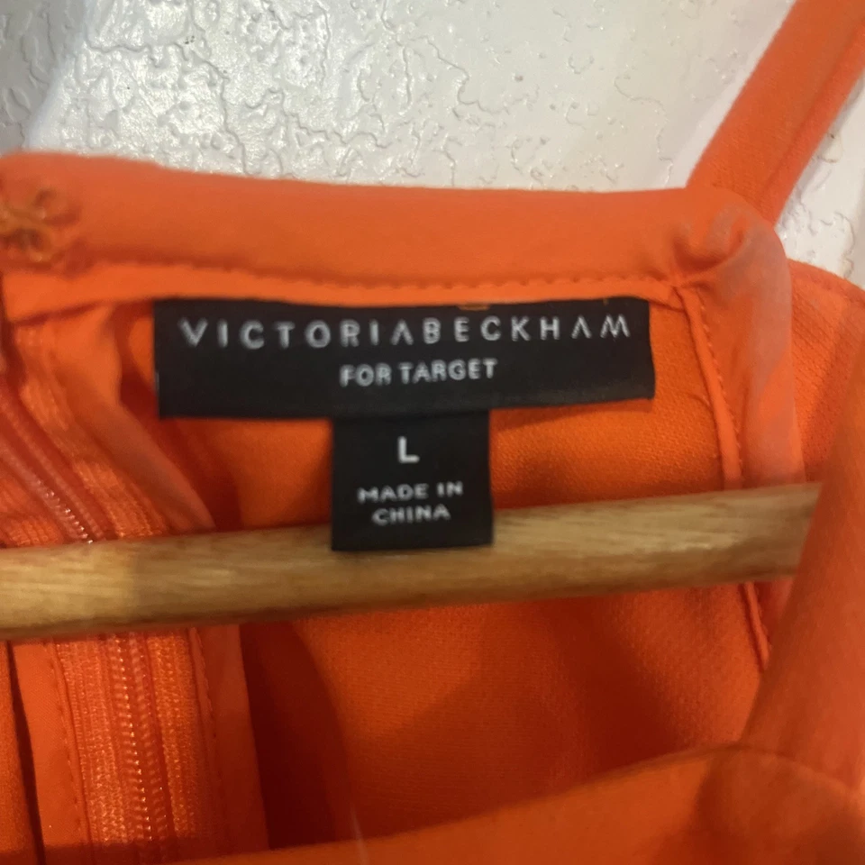 Victoria Beckham 女式连身裤 M 码橙色无袖腰带波浪边 — 第 4/4 张图片