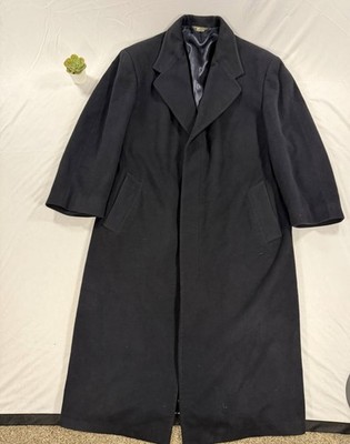 Mark Shale 100% Cashmere Trench Coat Size 42R Navy Blue 