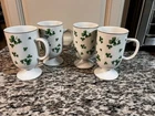 Lot  4 Lefton Irish Cream Shamrock Footed Coffee Cup Mug Gold Trim Design Japan