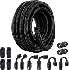 20Ft 6AN 3/8" Fuel Line Fitting Kit Nylon Braided CPE Oil Hose Universal...