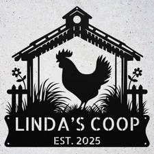 Custom Chicken Coop Metal Sign Farmhouse Hen House Decor Personalized Farm Signs