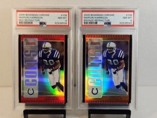 (2) 2005 Bowman Chrome #106 Marvin Harrison Red & Bronze Ref /150 PSA NM-Mint 8