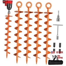 Ground Anchor Screw in Spiral Trampoline Anchors with Nut and 4 Pack Orange
