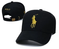 Brand new unisex adult polo embroidered sports casual baseball cap black