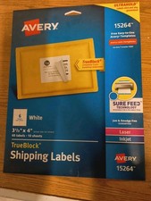 Five Avery shipping labels 3 1/3" x 4" 60 Labels 10 Sheets 15264