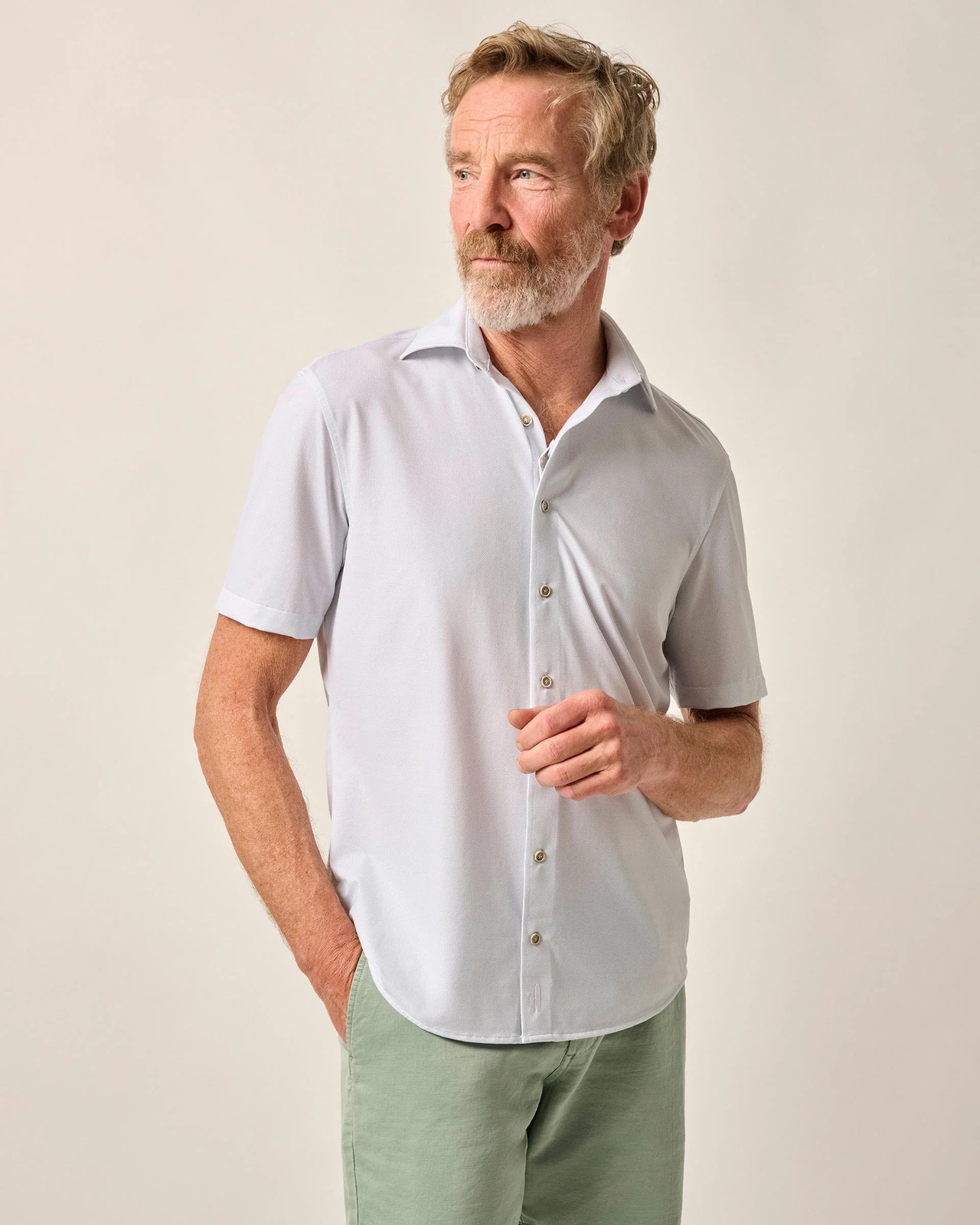 johnnie-O Short Sleeve Hangin' Out Knit Button Down Shirt - Spielman MC-7821606