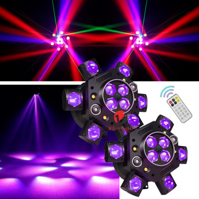 2PC 150W 6 Arms Stage Light LED Moving Head Beam Light Bee Eye Laser DJ Light