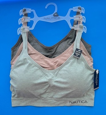 NAUTICA 3 PK BRAS 1X,2X,3X NT6907 SUPER SOFT LOUNGE COMFORT SEAMLESS LIGHT NWT