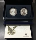 2012 S REVERSE PROOF & PROOF SILVER EAGLE 2 COIN SAN FRANCISCO SET WITH BOX/COA