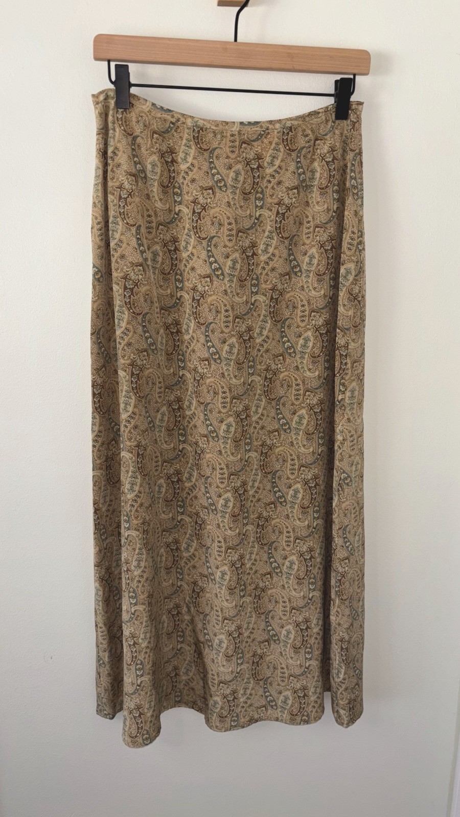 Vintage Brooks Brothers 100% Silk Paisley  Earth Tone  Print Midi Skirt US  10