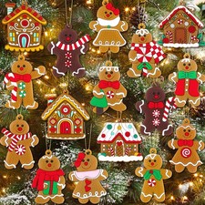Christmas Decorations Gingerbread Tree Hanging Ornaments Xmas Winter Gift 16Pcs