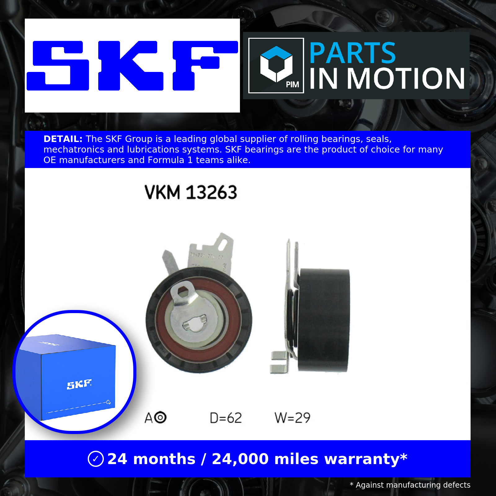 Belt Drive Timing Belt Tensioner Pulley SKF VKM 13263 Fits Citroen Peugeot 307 - Image 3