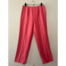 J. McLaughlin Hot Pink 100% Silk Straight Leg Dress Pants High Waist Women's 6