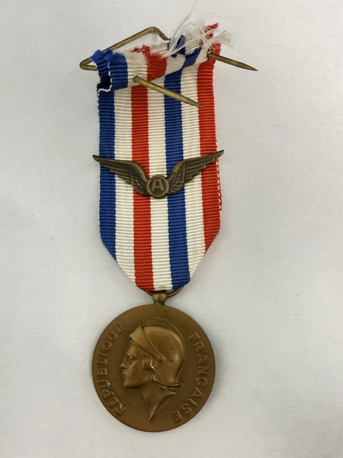 Médaille Ruban Aéronautique Air Travail Honneur Dévouement RF En Bronze