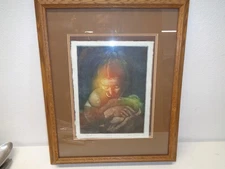 Signed Framed Ltd. Ed. Etching  Avi Thaw Love  1984 Moather and Child
