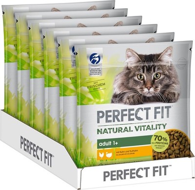 PERFECT FIT Natural Vitality - Katzenfutter Trocken 1+ Huhn & Truthahn, 6 x 650g