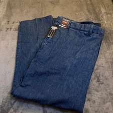 Roundtree Yorke Blue Denim Stewart Classic Fit Flat Front Pants Mens 48x30" NWT