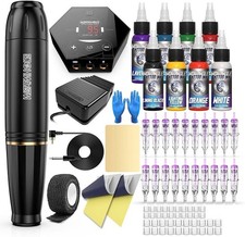 Tattoo Gun Cartridge Machine Kit Pen For Begginers With Supplies WTK070