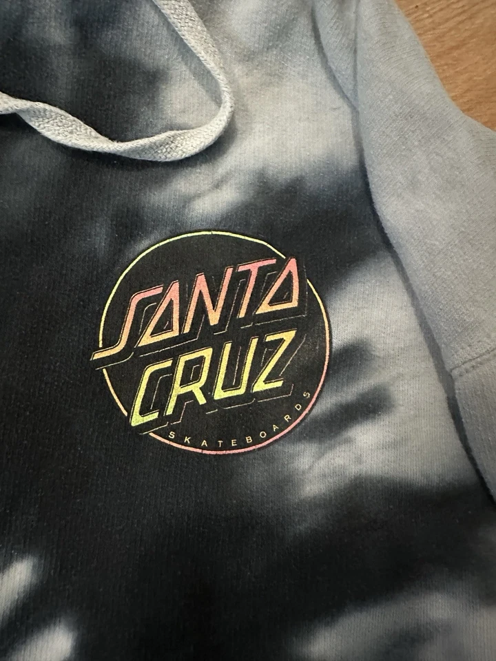 Мужская толстовка с капюшоном Santa Cruz Tie Die - серая/темно-синяя - размер большой - Изображение 3 из 4