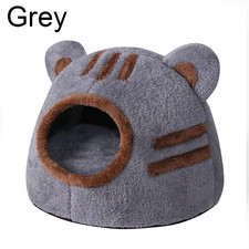 Winter Deep Sleep Comfort Cat Bed Cute Bear Head Shape Nest Pets Tent Cozy Cave