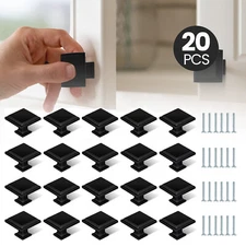20PCS Kitchen Cabinet Square Knobs Cupboard Hardware Drawer Handles Matte Black