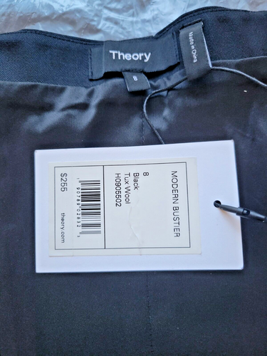 Theory black bustier strapless zip front wool size 8 NWT $255 - Picture 9 of 13