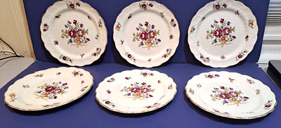BOOTHS CHINA ENGLAND LOWESTOFT UNDER PLATE 8 1/4'' GOLD TRIM PURPLE FLORAL SPRAYS
