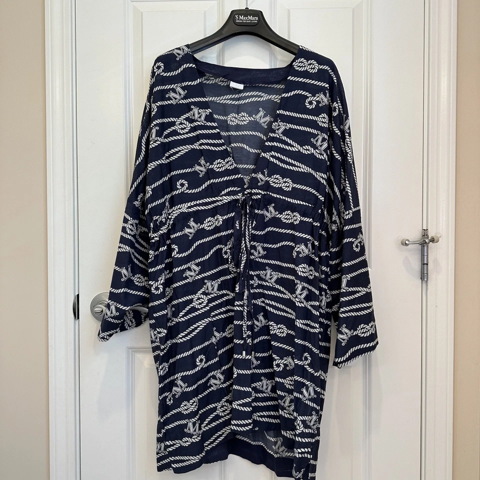 Vestido de encubrimiento de algodón con corte de etiqueta con logotipo de ocio MaxMara US6 IT40 ropa de playa verano Foto 2 de 4