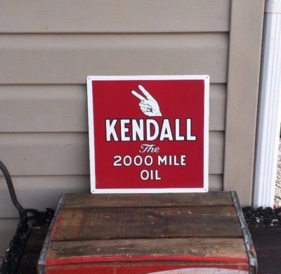 Kendall 2000 Mile Oil Metal Sign Gas Repair Shop 12x12 50079