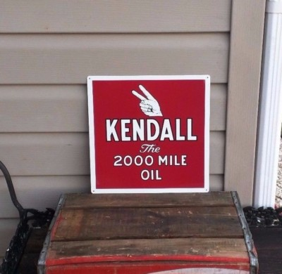#ad Kendall 2000 Mile Oil Metal Sign Gas Repair Shop 12x12 50079 $29.95