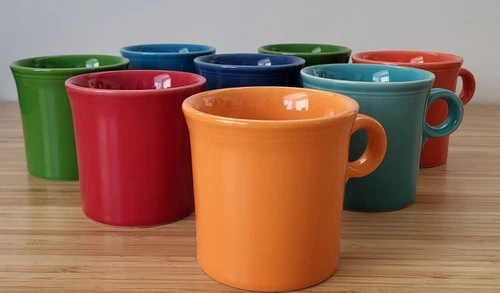 Lot Set of 8 FiestaWare Coffee Mugs Cups C-Ring Handle