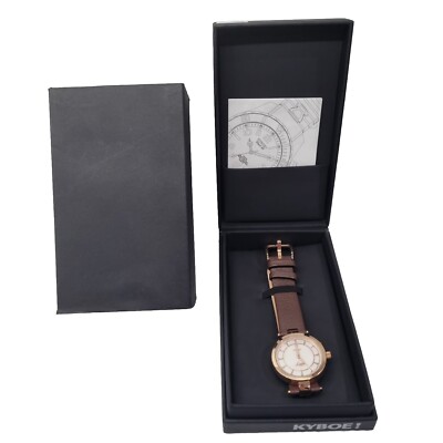 KYBOE! Lago Wristwatch Rose Gold Diamante Stud LED 35mm Leather Strap Boxed NOS