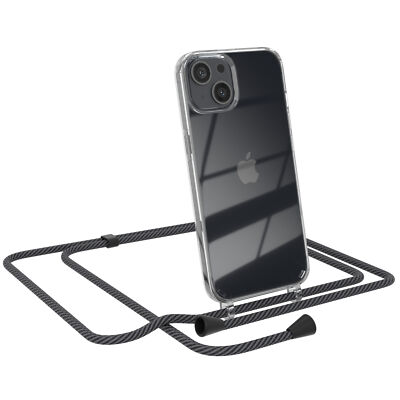 EAZY CASE für Apple iPhone 13 Hülle mit Band Handykette Silikon Cover Schwarz