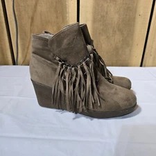 Pierre Dumas Womens Candy 1 Wedge Platform Fringe Ankle Bootie