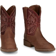 Justin Youth Canter Embroidered Roasted Cognac Western Boot JK7514