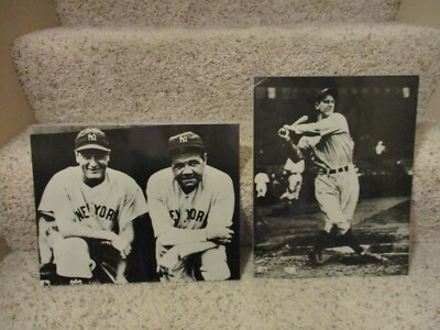 Babe Ruth Lou Gehrig 4 Photo Lot  2 Framed Bustin Babes Larbumkin Lous Yankees