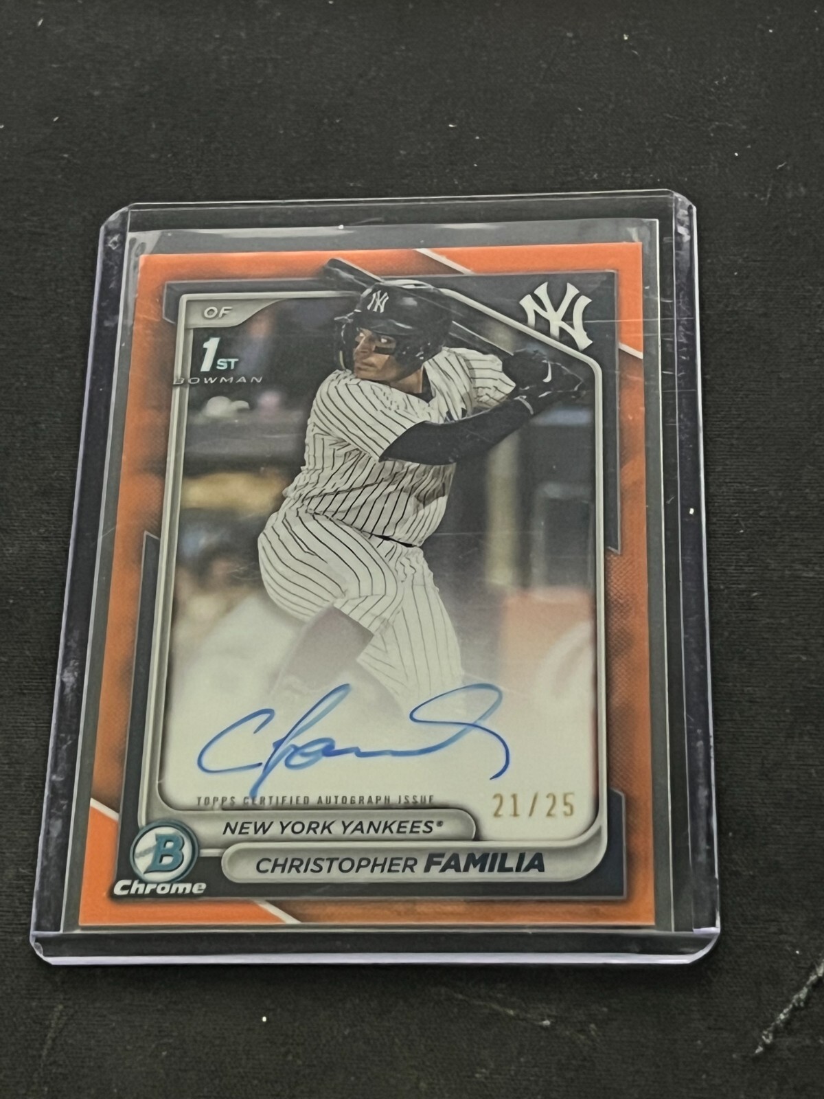 2024 Bowman Chrome 1st Bowman True Orange Auto 21/25 Christopher Familia