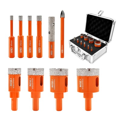 BGTEC Diamond Hole Saw Kit Marsonry Drill Bits, 10pcs 5/6/6/8/20/25/28/35mm w...