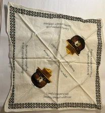  Vintage Smokey the Bear Bandana Cream/Green/Brown 20" #16USC 580 P-4