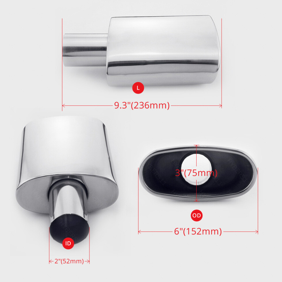 3.5 Exhaust Tips TRI-HYBERS 3 Inch Inlet Oval Exhaust Tip - 304 Stainless Steel, 8.27 Inch Length 3 In To 4 In Exhaust Tip - Foto 3