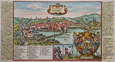 Luzern - Lucerna. Lucern - Originaler Kupferstich von Gabriel Bodenehr - um 1725