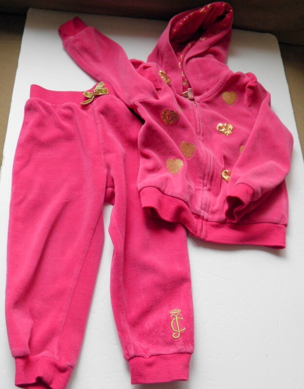 Y2K Style Juicy Couture Piece Velour Track Suit Girl’s 24m Pink Embroidery