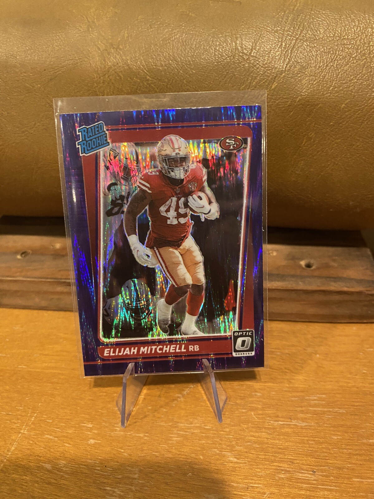 2021 Donruss Optic Elijah Mitchell Purple Shock Prizm Rated Rookie #291 49ers