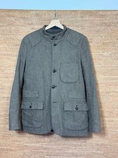 Zara Man Detailed Gray Button Half-Lined Wool Blend Blazer Sz. 38 Elbow Pads