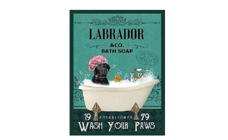 LABRADOR BATH SOAP DOG PET SIGN Metal RETRO Sign BATHROOM KITCHEN GARAGE A5 A4 - Image 1 of 1
