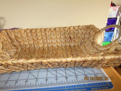 WICKER BASKET--METAL HANDLES--14" X 8 1/2" X 3" DEEP---#RLP28-2 - Picture 4 of 24